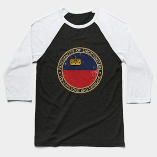 Vintage Principality of Liechtenstein Europe European EU Flag Baseball T-Shirt